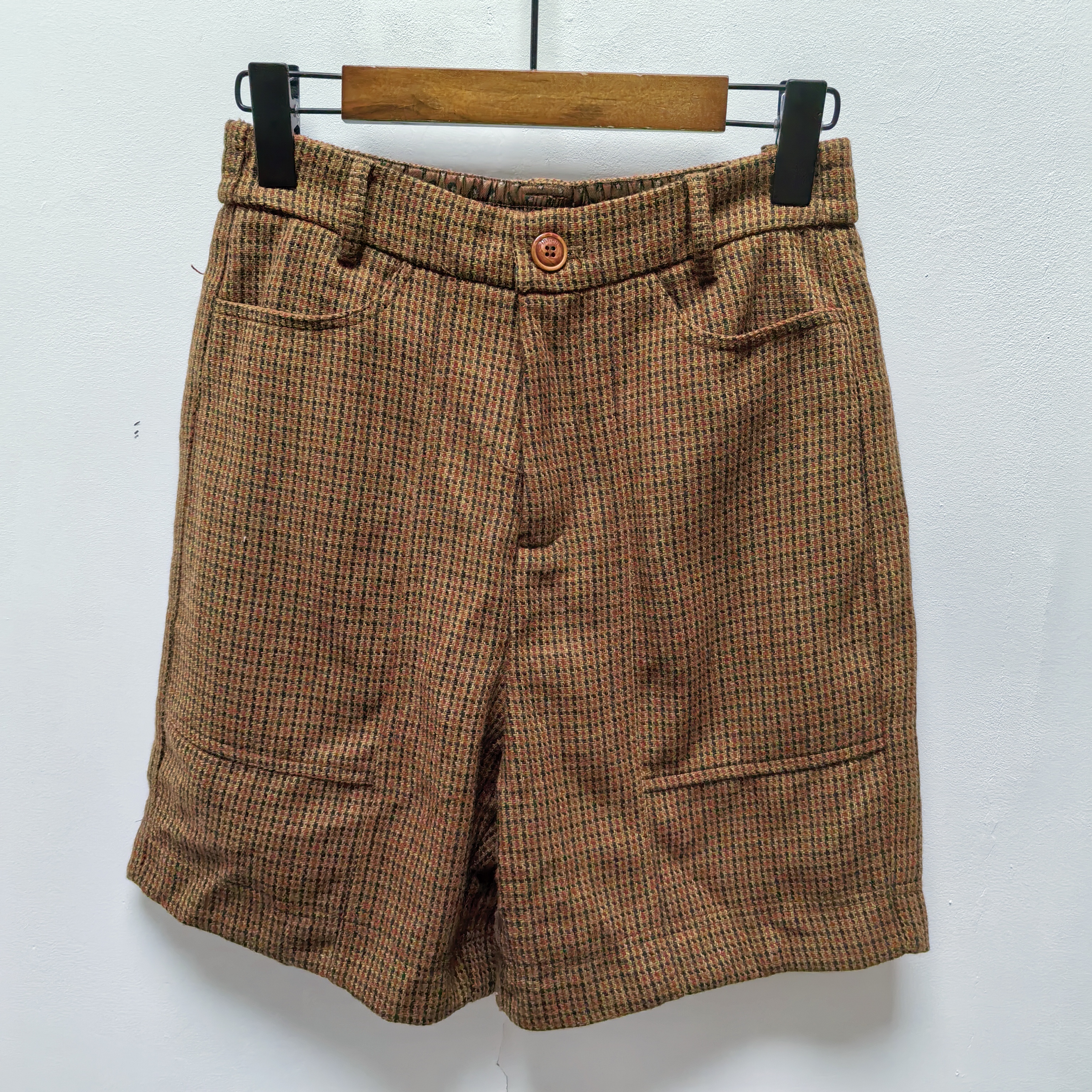 M系列去标格纹短裤女2025冬季新品复古风高腰百搭直筒裤靴裤1564