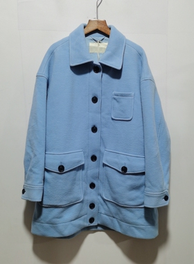 BO去标秋冬62.2羊毛韩版宽松中长款毛呢大衣时尚百搭BDM1D668瑕疵