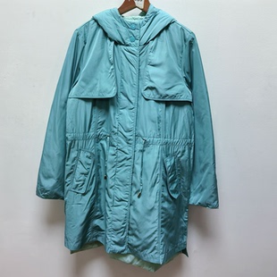 去标冬季女装时尚休闲百搭中长款连帽风衣款双面穿羽绒服B753