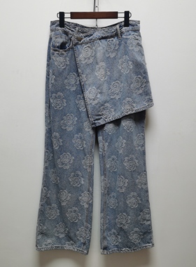 去标撤柜博主同款2025秋冬新品提花装饰直筒女士牛仔裤长裤D11