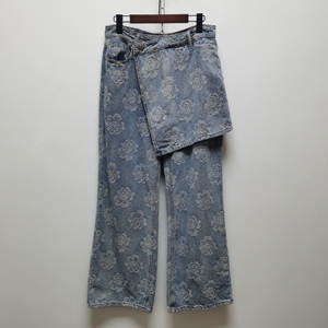 去标撤柜博主同款2025秋冬新品提花装饰直筒女士牛仔裤长裤D11