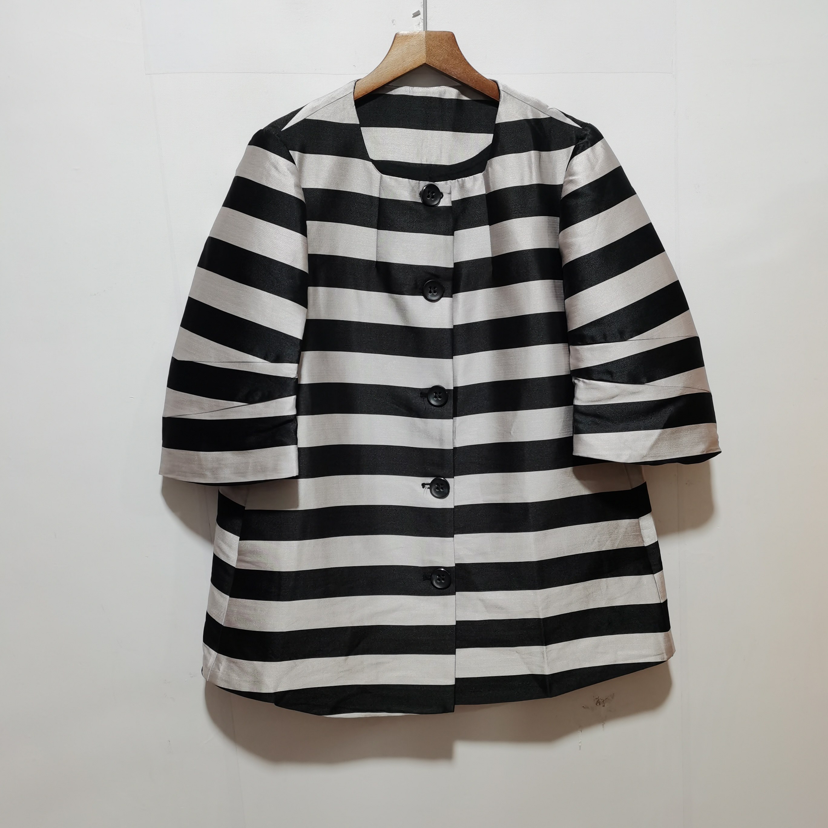 福利～B撤柜条纹春秋百搭风衣桑蚕丝外套宽松时尚显瘦百搭G201