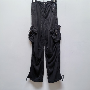 芮去标新款女装设计师款质感黑灰牛仔工装裤甜酷风女长裤2080瑕疵