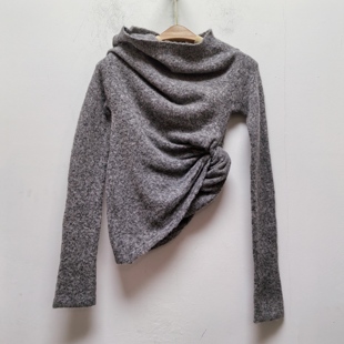 长袖 修身 休闲小众设计感套头毛衣I572 2025秋冬新款 去标撤柜针织衫