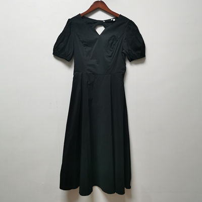 【艺】系列去标撤柜女装夏季时尚百搭气质泡泡袖露背连衣裙L113