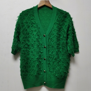 工厂版衣2025夏季时尚百搭简约纯色流苏针织开衫女短袖上衣L298