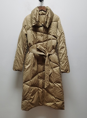 去标版衣冬装优雅休闲羽绒服女中长款系带收腰显瘦保暖外套P410