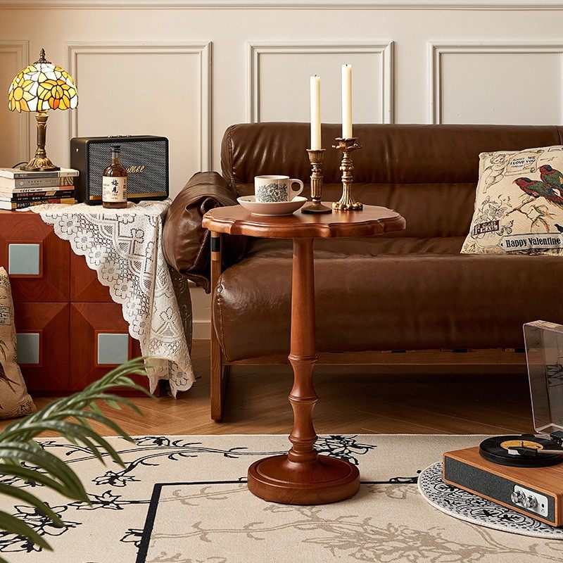 法式创意复古实木小茶几阳台桌子客厅卧室家用床头柜美式沙发边几