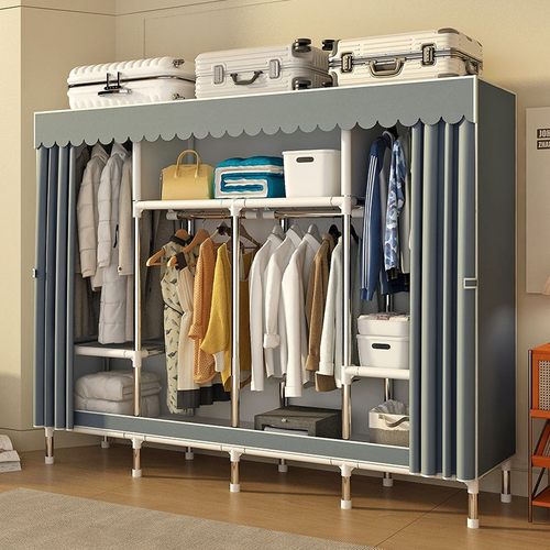 简易衣柜家用卧室钢架加粗加厚钢管组装布衣柜出租房结实耐用柜子