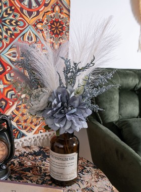 婚庆叶月大丽花芦苇手札家居装饰仿真花设计手捧花束墙饰CF01319