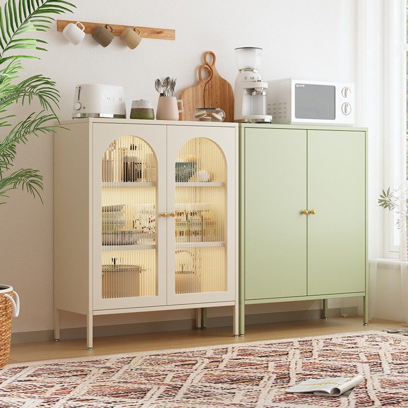 铁艺收纳柜钢制家用落地带门铁皮柜防尘多层储物柜客厅厨房餐边柜