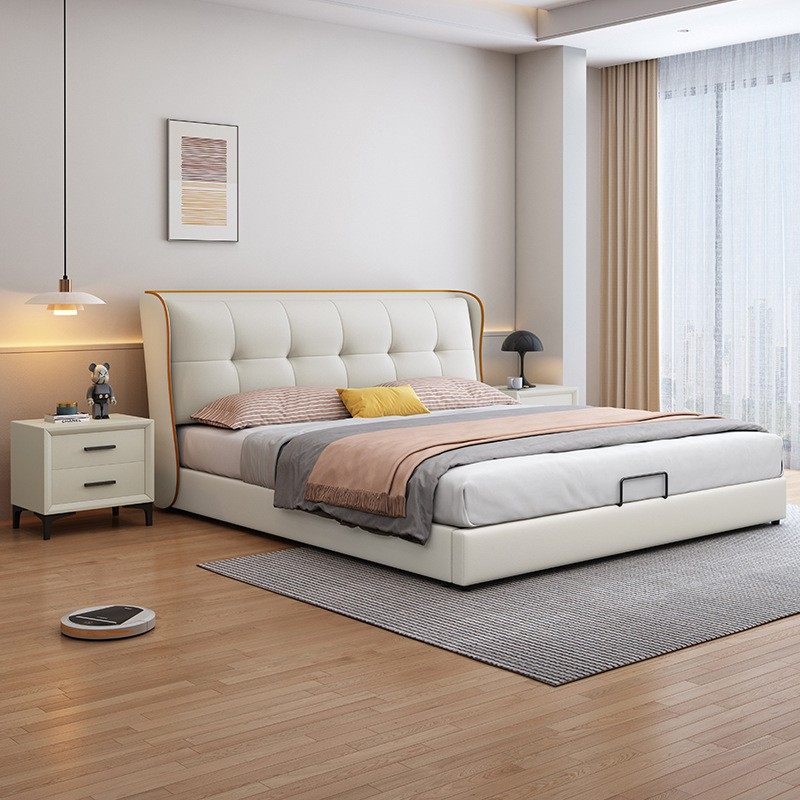 2024年新款皮床现代简约主卧室1.8米双人大床软包1米5储物布