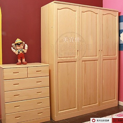 供应新款简约实木三门衣柜 现代卧室简易实木四门衣柜二门柜