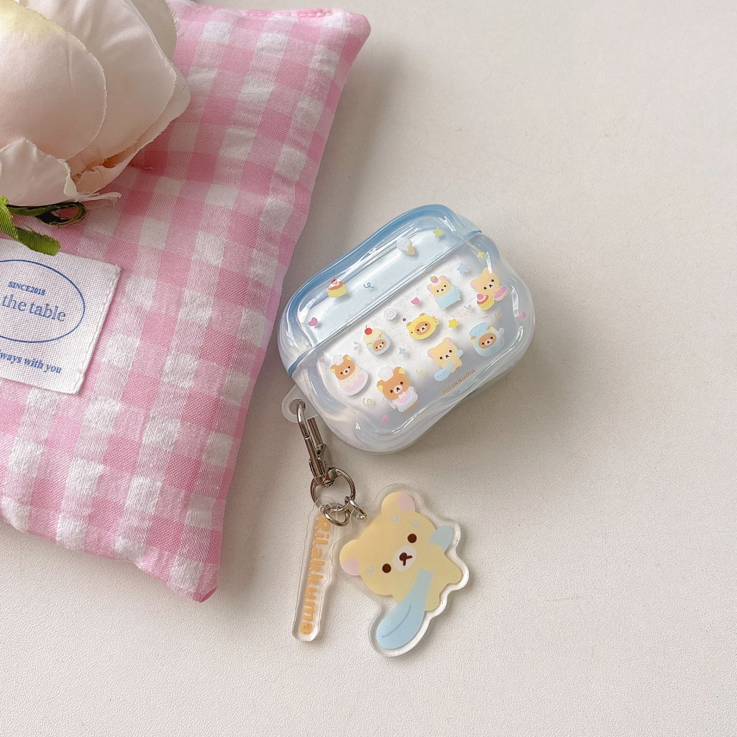 蓝色甜品师轻松熊适用于airpodspro2保护壳airpods4无线蓝牙耳机airpodspro3保护套少女心卡通硅胶防摔保护软