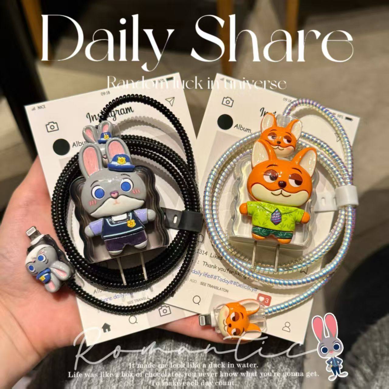 卡通疯狂动物城iPhone17数据线保护套适用于20W苹果16充电器保护壳15充电线保护绳防折断14充电头保护壳硅胶,3C数码配件,充电器保护套,淘宝优惠券,粉丝福利购,淘宝优惠卷