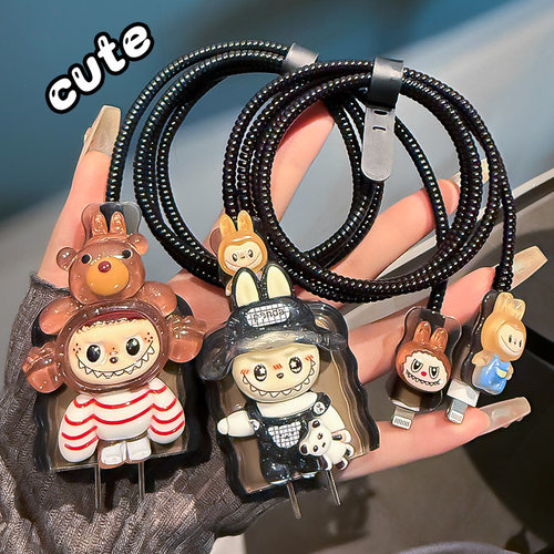 适用于苹果17air充电线保护套iPhone16充电器保护壳硅胶15手机数据线绕线器可爱ipad咬线器防折断卡通拉布布