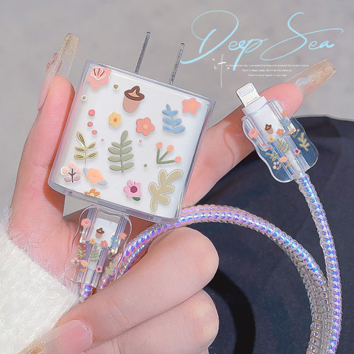 数据线保护套适用20WiPhone16promax充电器保护壳苹果15充电线保护套防折断iPad快充保护绳防猫咬硅胶绕线