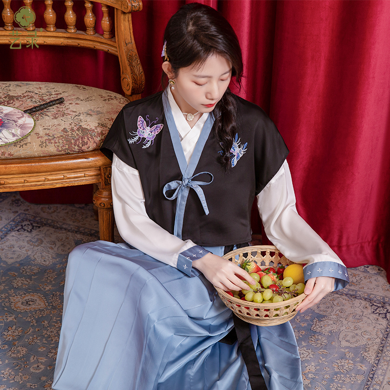 艺录女装 新国风汉元素中式复古改良汉服唐褙子交领衫春夏3件套装