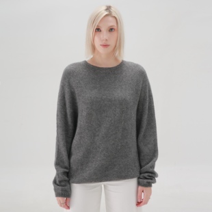 ease the label【羊绒圆领套头衫】简约宽松慵懒感长袖针织毛衣