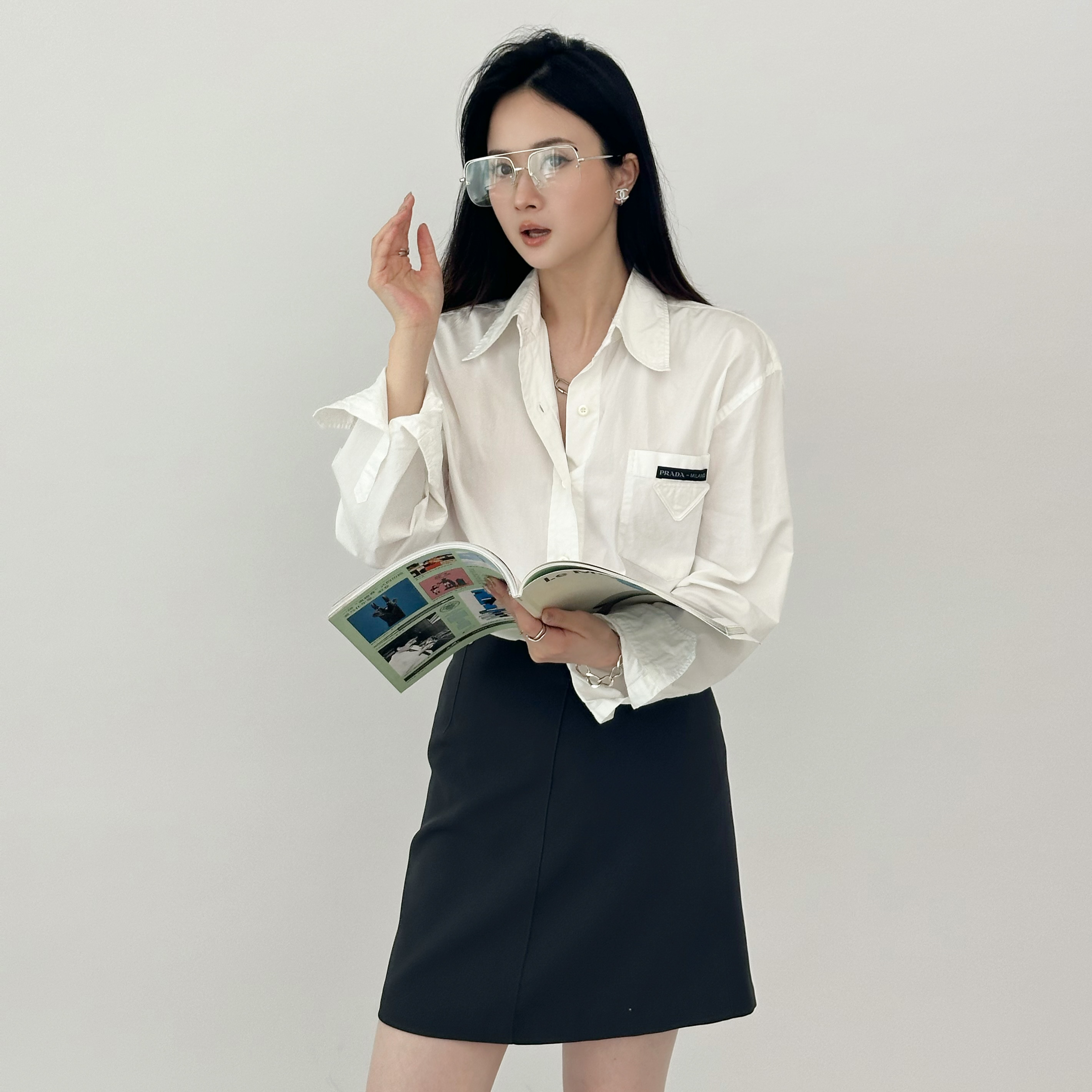 现货通勤西装半身裙高腰A字遮胯