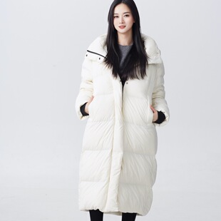 ease the label【长款防风立领连帽羽绒服】窄版韩系简约显瘦外套