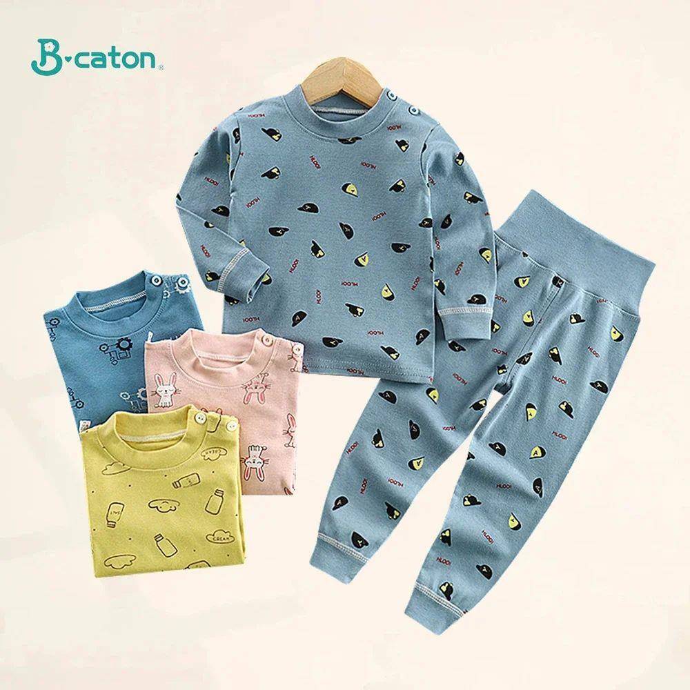 Spring Autumn Children Pajamas Set High Waist Cotton Kids Lo
