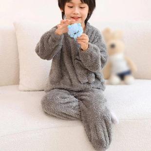 Autumn Winter Sleepwear Flannel Pajamas For Girls Boys Long