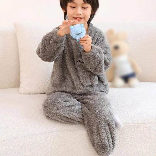 Autumn Winter Sleepwear Flannel Pajamas For Girls Boys Long
