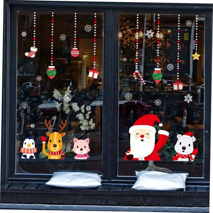 Merry Christmas Decoration for Home Wall Window Sticker Orn