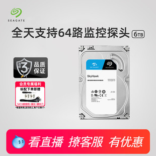 Seagate希捷酷鹰6t监控专用盘录像机台式 机械硬盘2T电脑旗舰店8tb