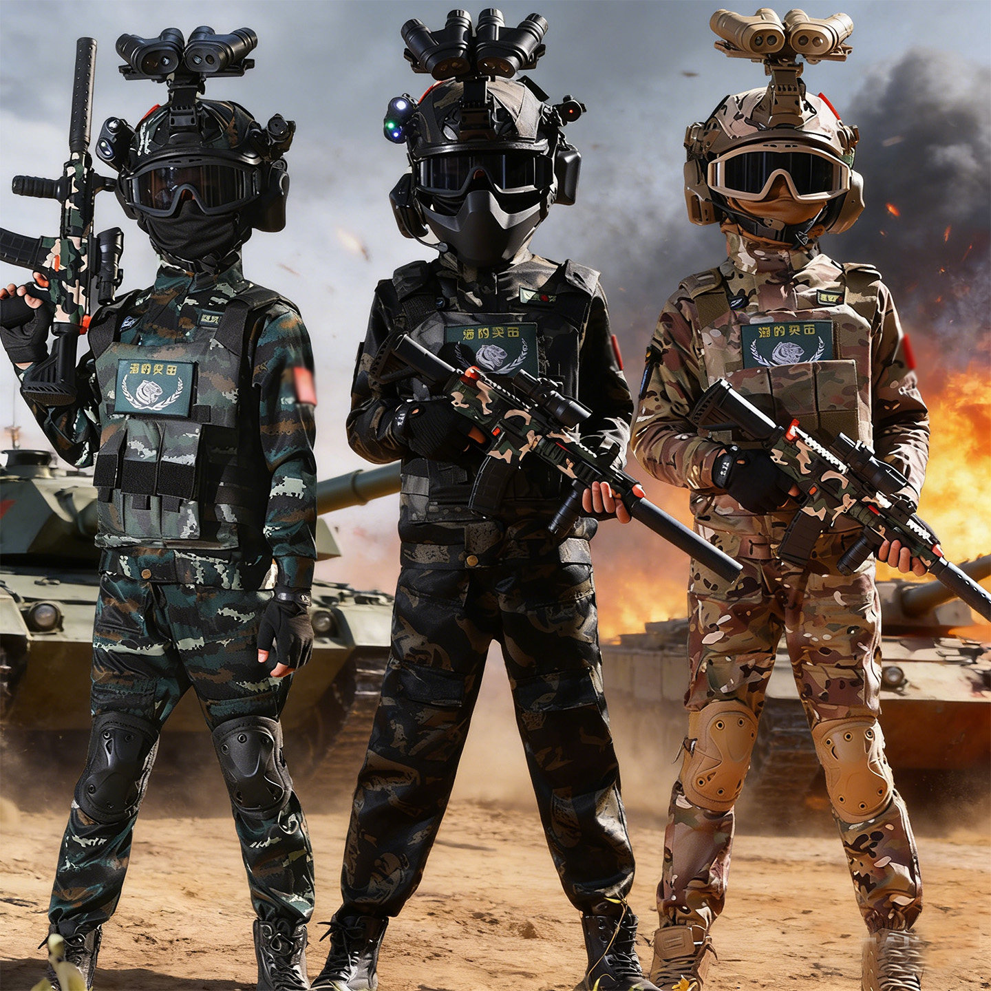 特种兵套装男儿童迷彩服套装男迷彩服迷彩表演服三角洲威龙衣服棉