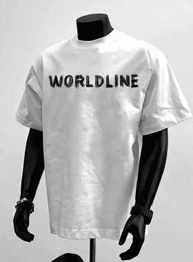 纯棉260G重磅不透白色短袖t恤男女同款美式潮牌半袖情侣宽松上衣