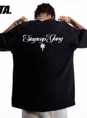 STA美式高街简约印花字母短袖夏季情侣t恤纯棉休闲百搭体恤圆领男