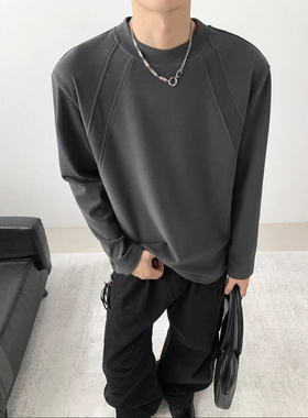 德绒长袖t恤男秋季美式潮牌解构拼接宽松休闲大码男装上衣打底衫