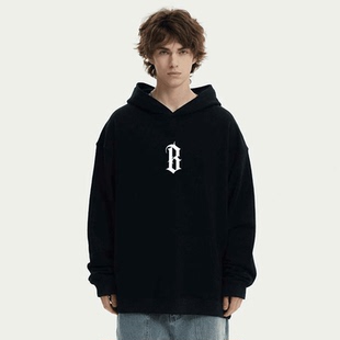 STA.  B字母国潮重磅美式连帽卫衣男蔡徐坤同款宽松休闲上衣ins女