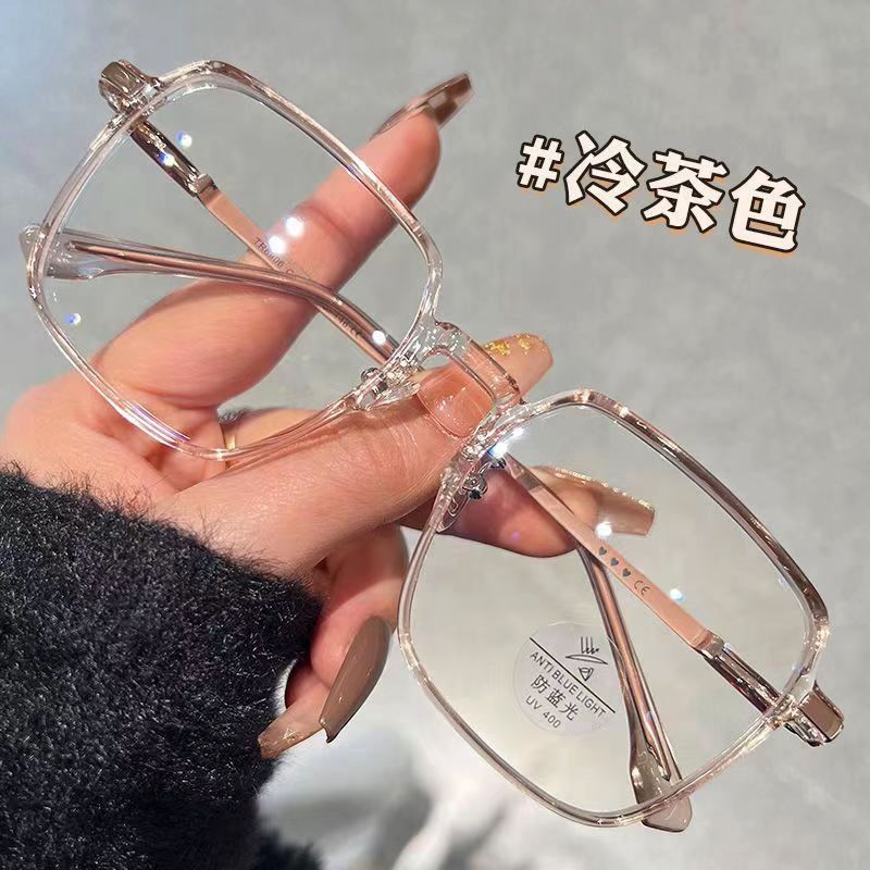 冷茶色近视眼镜女素颜可配度数网上配镜片透明大框眼睛镜框镜架男