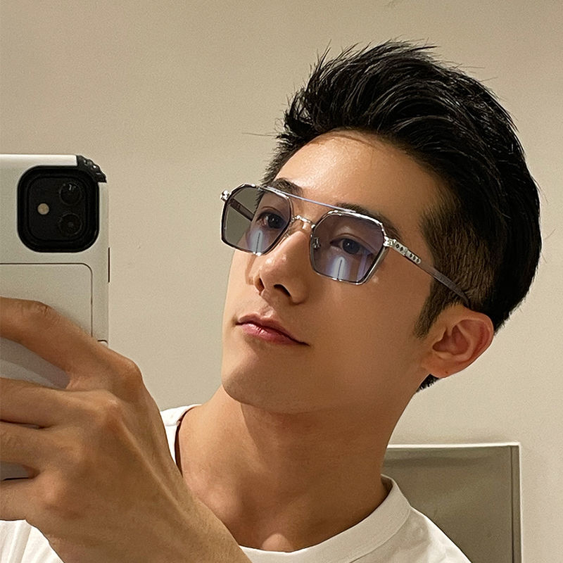 变色近视眼镜男潮流时尚学生韩版街拍显瘦眼镜防蓝光辐射眼睛框架