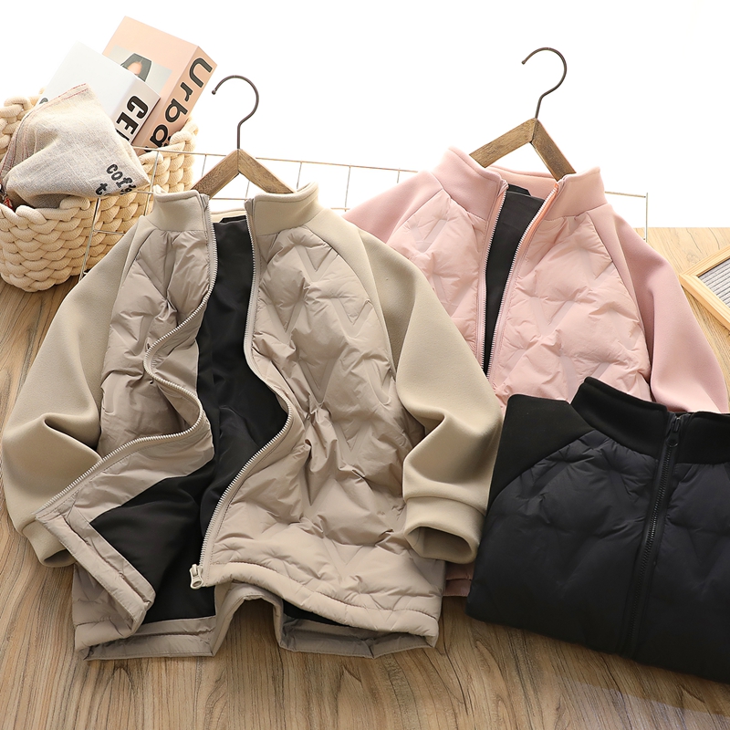 男童轻薄羽绒服秋冬新款儿童针织拼接内胆中大童男孩保暖外套