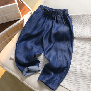 夏季 子中大童男孩防蚊九分长裤 薄款 儿童休闲裤 新款 男童天丝牛仔裤