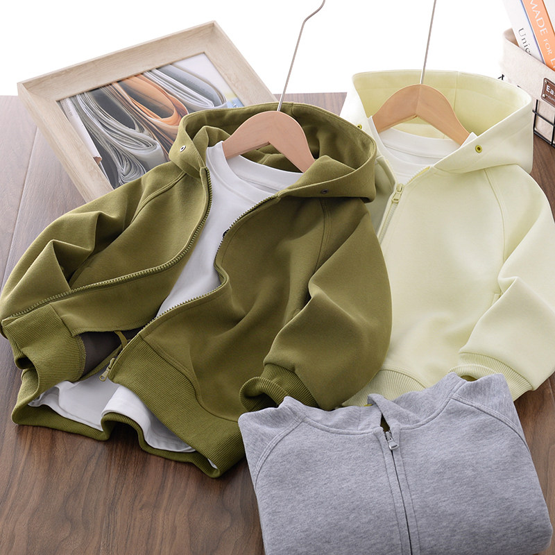 【断码清仓】男童外套春秋款儿童装撞色拼接户外中大童休闲连帽衫