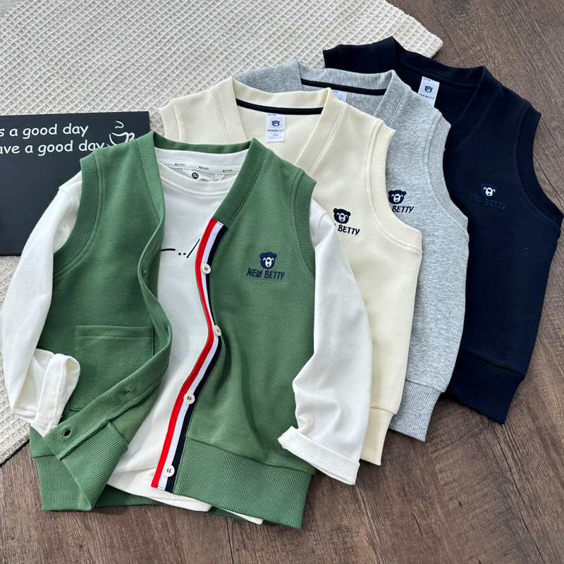 男童休闲马甲新款儿童春秋单口袋马夹中大童男孩百搭开衫坎肩