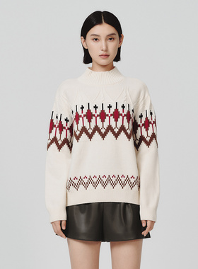 Dekashell/迪卡轩2025冬季新款女士针织衫圆领套头毛衣上衣dp