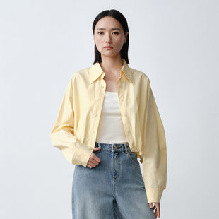 Dekashell/迪卡轩2025秋季新款干练休闲淡黄色翻领短款女士外套