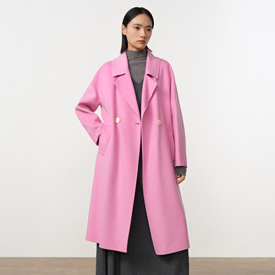 Dekashell/迪卡轩2025冬季新款绵羊毛毛呢大衣显白甜美外套女