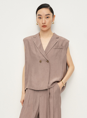 Dekashell/迪卡轩2025夏季新款气质OL风高级感无袖西装式马甲女款