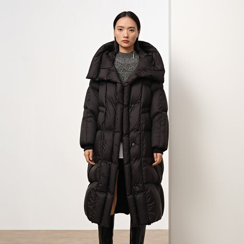 Dekashell/迪卡轩2025冬季新款长款羽绒服女连帽保暖外套