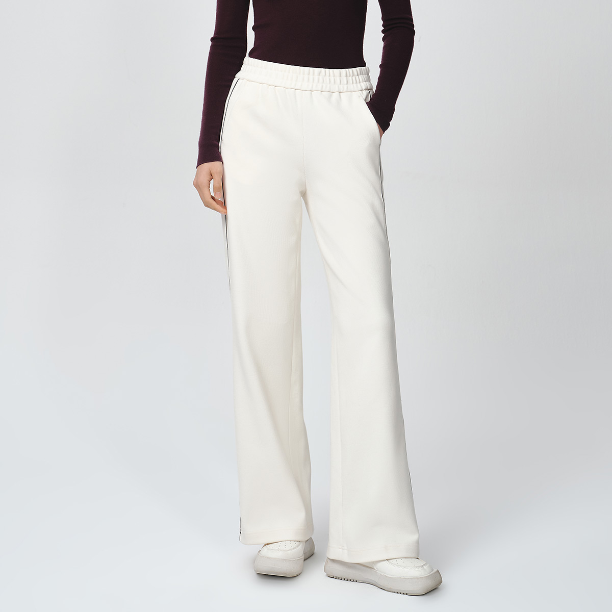 Dekashell/迪卡轩2025冬季新款休闲裤女宽松遮肉直筒裤子