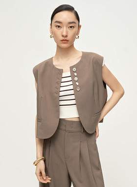 Dekashell/迪卡轩商场同款2025夏季新款时髦洋气小个子圆领马甲女