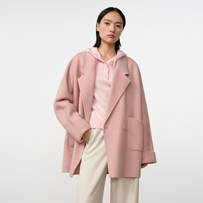 Dekashell/迪卡轩2025冬季新款羊毛混纺毛呢大衣外套女上衣