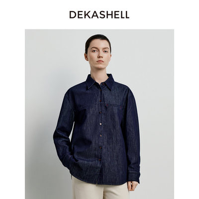 Dekashell/迪卡轩2026冬季新款极简风衬衫女长袖宽松翻领
